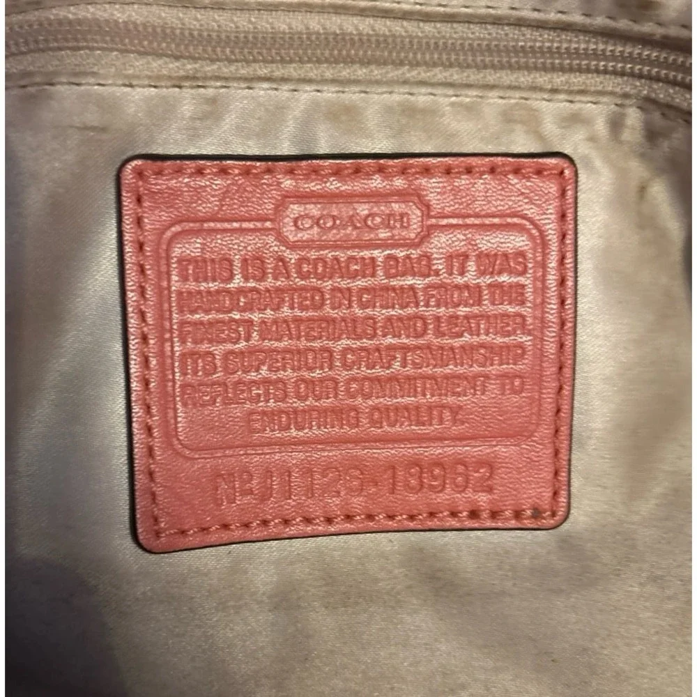 Coach 18962 Chelsea Leather Stripe‎ Charlie Coral Large Tote Bag Purse
